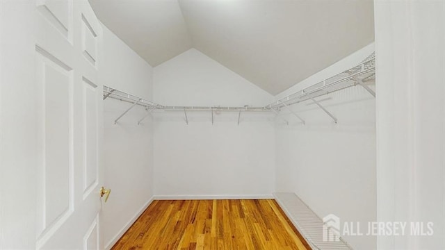 46 Carriage Dr, Piscataway, NJ 08854 - walk in closet featuring wood finished floors and lofted ceiling