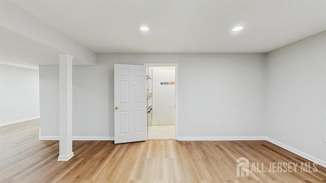 46 Carriage Dr, Piscataway, NJ 08854 - below grade area featuring wood finished floors, baseboards, and recessed lighting
