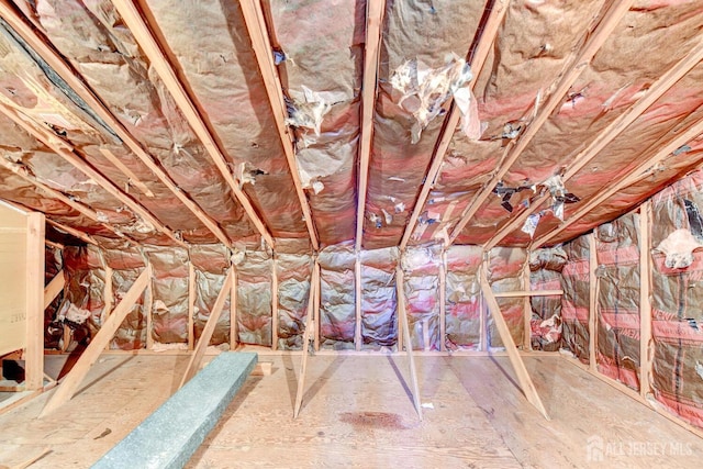 view of unfinished attic