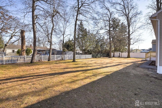 view of yard featuring a fenced backyard