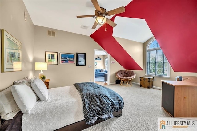 35 Parkview Rd, Cranbury, NJ 08512 - bedroom featuring lofted ceiling, carpet flooring, and a ceiling fan
