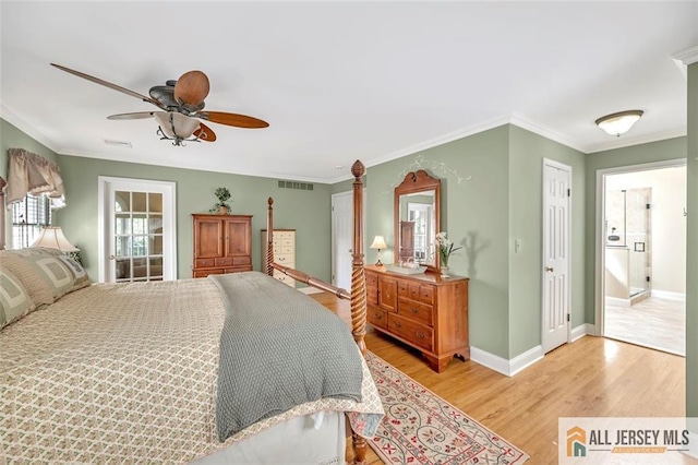 35 Parkview Rd, Cranbury, NJ 08512 - bedroom featuring light wood-style flooring, a ceiling fan, and ornamental molding