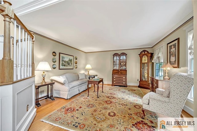 35 Parkview Rd, Cranbury, NJ 08512 - living room featuring wood finished floors and crown molding