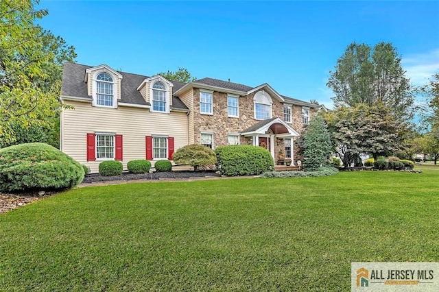 35 Parkview Rd, Cranbury, NJ 08512 - view of front of house featuring a front lawn and stone siding