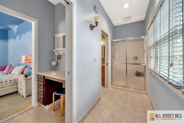 35 Parkview Rd, Cranbury, NJ 08512 - full bath with tile patterned floors, a shower stall, and ensuite bath