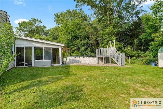 23 Spring St, Franklin, NJ 08873 - view of yard with a sunroom and stairway