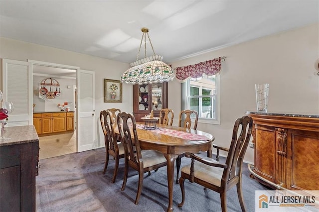 23 Spring St, Franklin, NJ 08873 - dining space with dark colored carpet