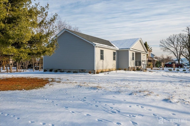 view of snow covered exterior