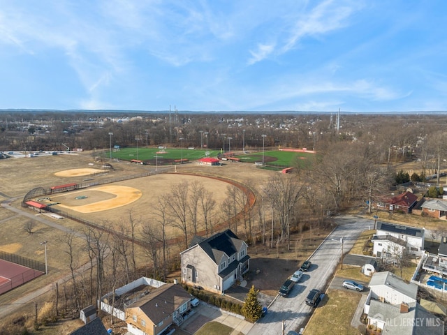 bird's eye view of a tree filled landscape