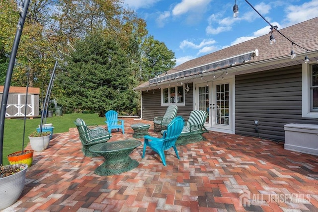 view of patio / terrace featuring french doors