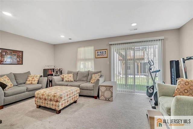 1501 Hights Farm Rd Unit 1501, Monroe, NJ 08831 - living area featuring carpet floors, plenty of natural light, and recessed lighting