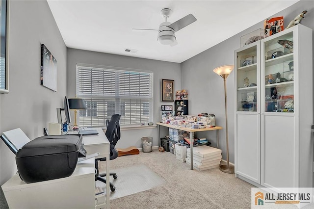 1501 Hights Farm Rd Unit 1501, Monroe, NJ 08831 - office with ceiling fan, carpet flooring, and baseboards