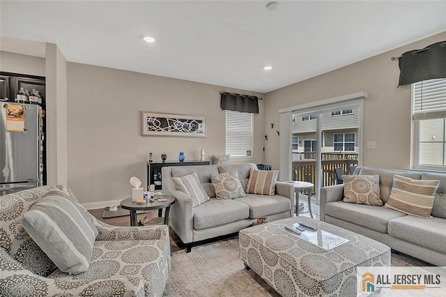 1501 Hights Farm Rd Unit 1501, Monroe, NJ 08831 - living area featuring recessed lighting, light wood-style flooring, and baseboards