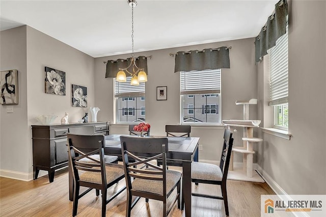 1501 Hights Farm Rd Unit 1501, Monroe, NJ 08831 - dining area with a chandelier, light wood finished floors, and baseboards