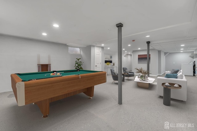 playroom featuring billiards