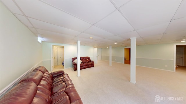 53 Kirschman Dr, Old Bridge, NJ 07747 - living room with light carpet and a drop ceiling
