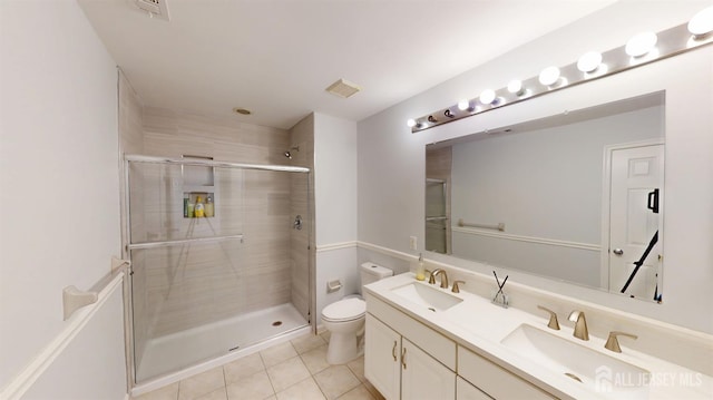 53 Kirschman Dr, Old Bridge, NJ 07747 - full bath featuring double vanity, tile patterned flooring, and a shower with shower door