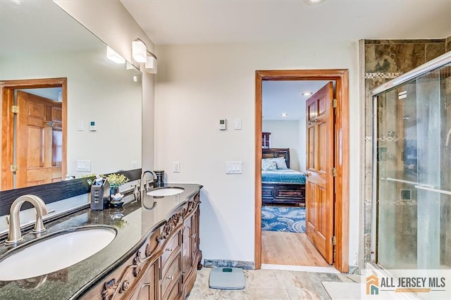6 Mockingbird Rd, Edison, NJ 08820 - full bath featuring double vanity, ensuite bathroom, a shower stall, baseboards, and recessed lighting