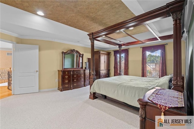 482 Spotswood Gravel Hill Rd, Monroe, NJ 08831 - bedroom featuring carpet, baseboards, crown molding, and recessed lighting