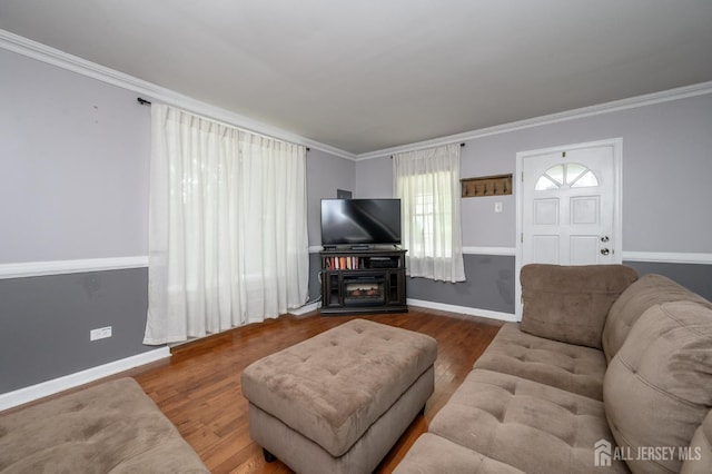 439 Old Main St, Franklin, NJ 08802 - living area with wood finished floors and ornamental molding