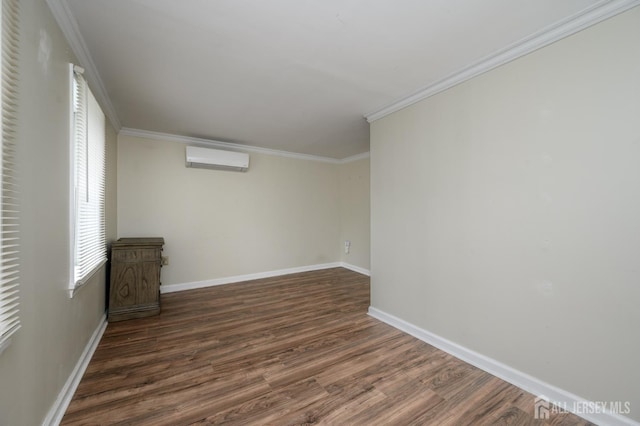 439 Old Main St, Franklin, NJ 08802 - spare room with wood finished floors, a wall mounted AC, and ornamental molding