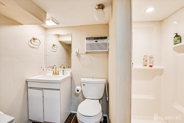 1072 Salem Ave, Hillside, NJ 07205 - full bathroom with vanity, a wall mounted air conditioner, recessed lighting, and a shower
