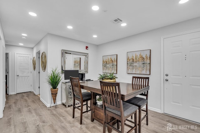 358 Rector St Unit 218, Perth Amboy, NJ 08861 - dining space with recessed lighting, light wood-type flooring, visible vents, and baseboards