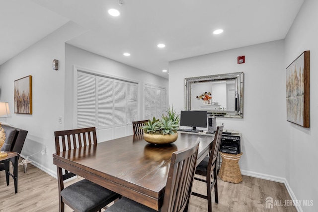 358 Rector St Unit 218, Perth Amboy, NJ 08861 - dining space with baseboards, light wood finished floors, and recessed lighting