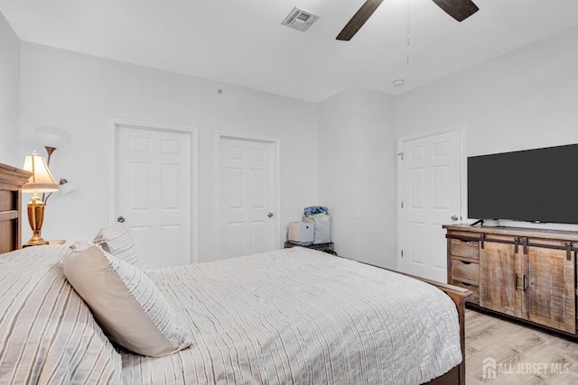 358 Rector St Unit 218, Perth Amboy, NJ 08861 - bedroom with a ceiling fan, visible vents, and light wood-style flooring