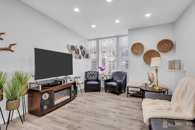 358 Rector St Unit 218, Perth Amboy, NJ 08861 - living area featuring baseboards, wood finished floors, and recessed lighting