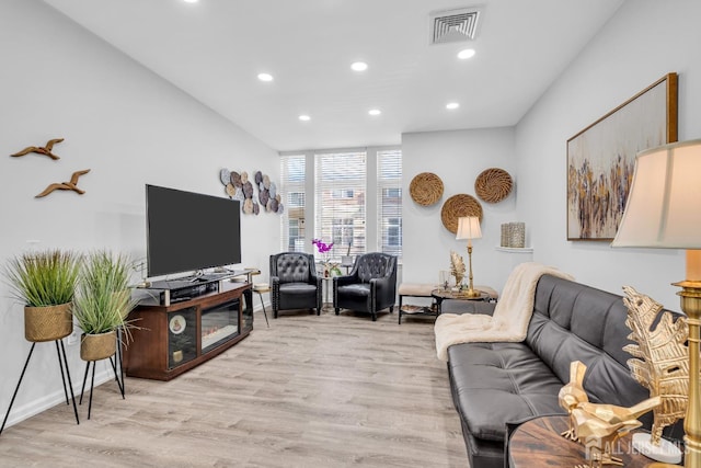 358 Rector St Unit 218, Perth Amboy, NJ 08861 - living area with baseboards, light wood finished floors, visible vents, and recessed lighting