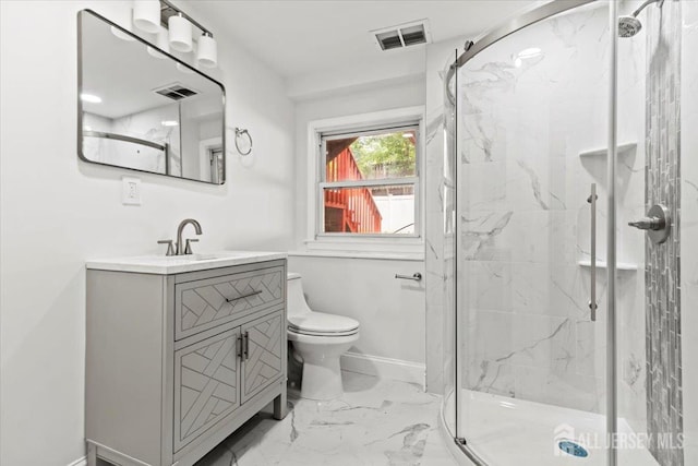 376 New Brunswick Ave, East Brunswick, NJ 08816 - full bath featuring marble finish flooring, vanity, and a marble finish shower