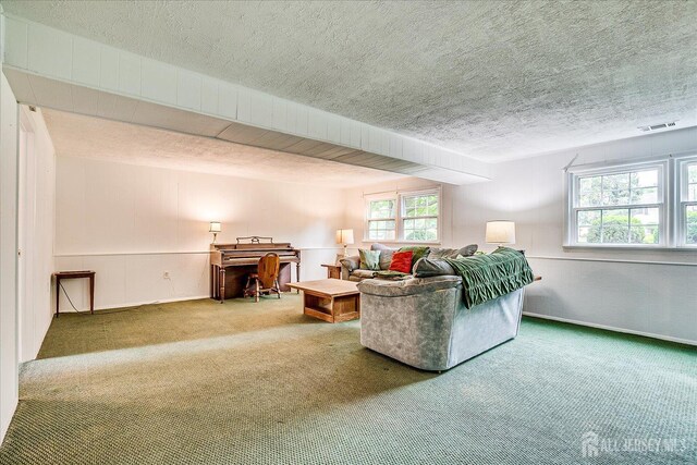 200 Elwood St, Piscataway, NJ 08854 - living area with carpet and a textured ceiling