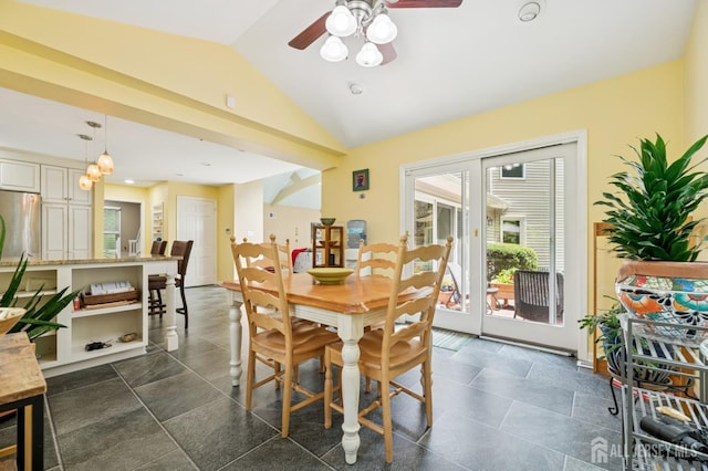 2 Derby Ln, East Brunswick, NJ 08816 - dining room featuring vaulted ceiling and a ceiling fan