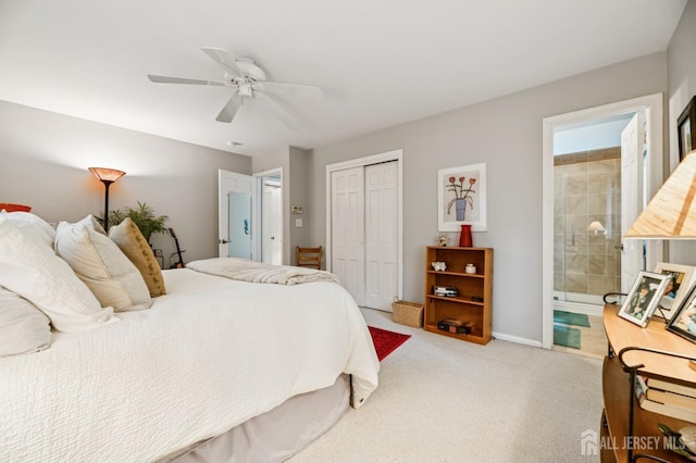 2 Derby Ln, East Brunswick, NJ 08816 - carpeted bedroom with a closet, connected bathroom, and ceiling fan