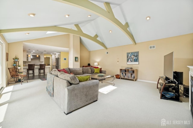 2 Derby Ln, East Brunswick, NJ 08816 - living room with carpet floors, arched walkways, and recessed lighting