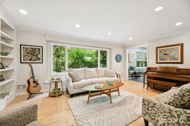 2 Derby Ln, East Brunswick, NJ 08816 - living area with crown molding, light wood-style flooring, and recessed lighting
