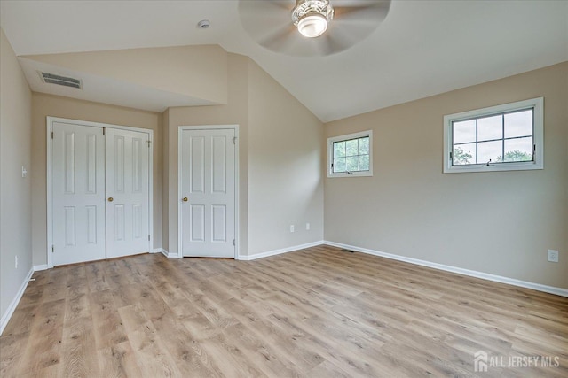 36 Benjamin Rush Ln, Princeton, NJ 08540 - unfurnished bedroom with lofted ceiling, light wood-style floors, and ceiling fan