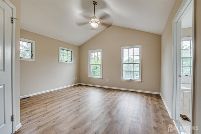 36 Benjamin Rush Ln, Princeton, NJ 08540 - spare room featuring a ceiling fan, light wood-style floors, and vaulted ceiling