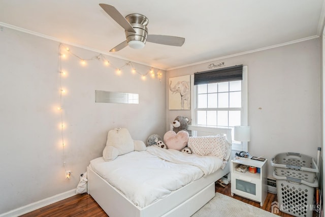 16 Taft Ave, Edison, NJ 08817 - bedroom with multiple windows, ornamental molding, wood finished floors, and ceiling fan