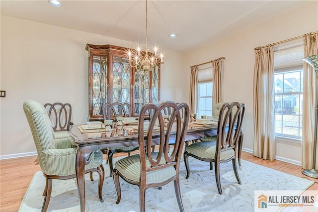2 Kristen Ct, Franklin, NJ 08873 - dining area featuring a chandelier, light wood-type flooring, recessed lighting, and baseboards