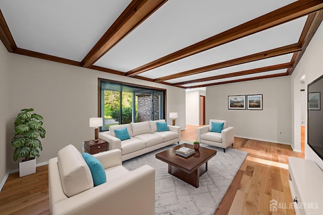 39 Miara St, Sayreville, NJ 08859 - living area featuring beamed ceiling and light wood finished floors
