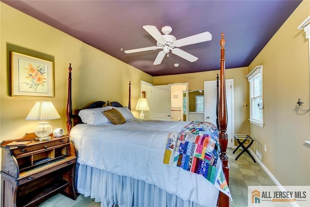 bedroom featuring ceiling fan