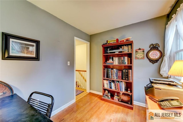 home office featuring light hardwood / wood-style flooring