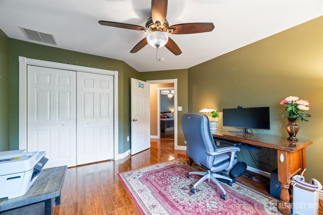 28 Sugarbush Rd, Howell, NJ 07731 - office area with ceiling fan and wood finished floors