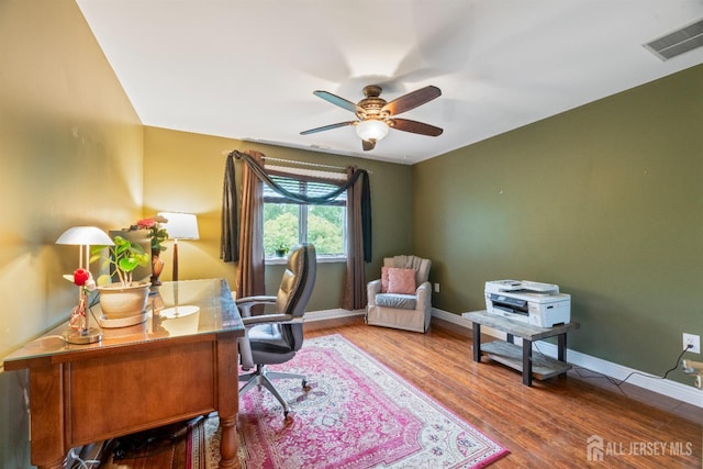 28 Sugarbush Rd, Howell, NJ 07731 - office area with ceiling fan and wood finished floors