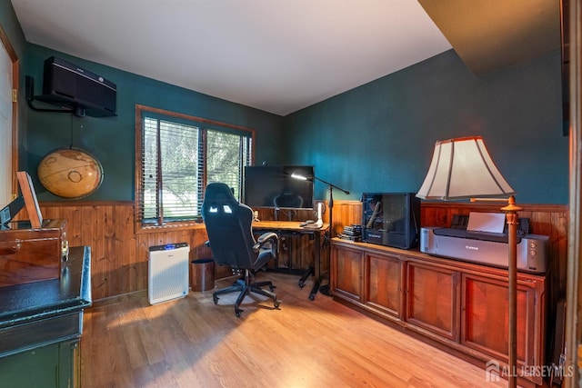 28 Sugarbush Rd, Howell, NJ 07731 - office featuring a wainscoted wall, wood walls, and light wood-style floors