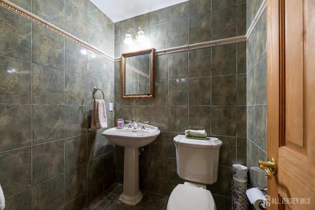 28 Sugarbush Rd, Howell, NJ 07731 - half bathroom featuring tile walls and toilet