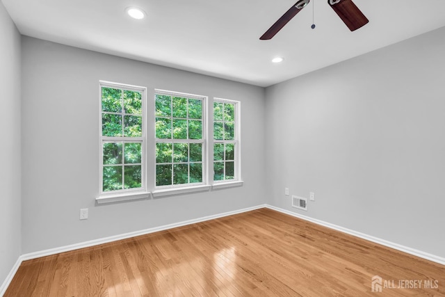 242 Hawthorne Rd, North Brunswick, NJ 08902 - empty room featuring ceiling fan, light wood finished floors, and recessed lighting