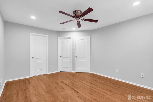 242 Hawthorne Rd, North Brunswick, NJ 08902 - unfurnished bedroom featuring recessed lighting, light wood-type flooring, and ceiling fan